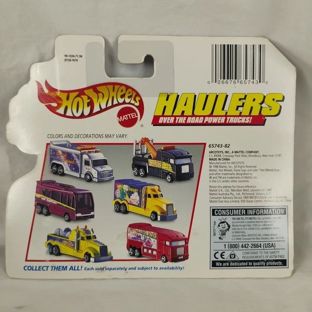1998 Hot Wheels HAULERS Over‎ The Road Power Trucks WIRED Cable Truck Lime Green
